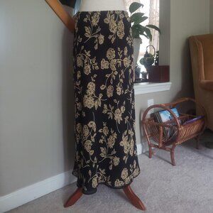 Jones New York Womens Floral Midi Black Mesh / Tan